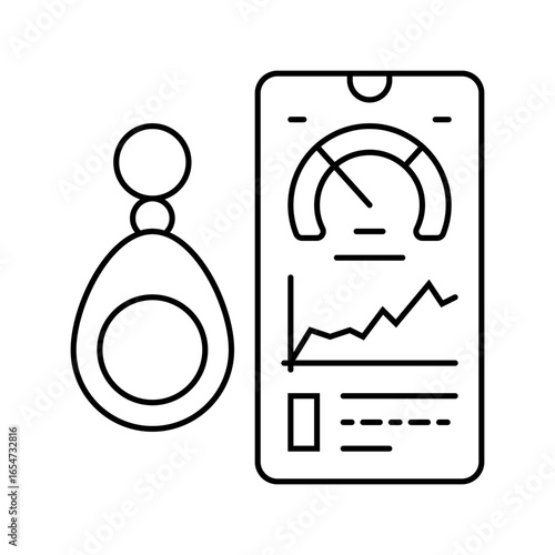 stress monitor health tech line icon vector illustration