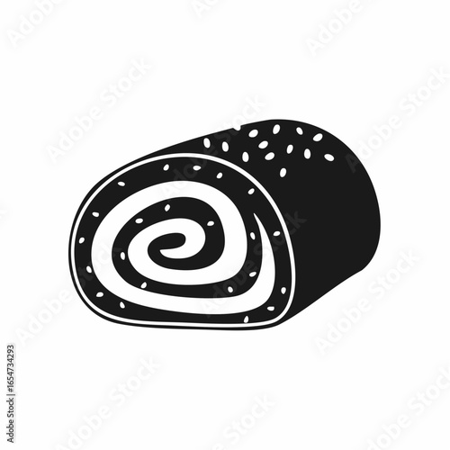 Swiss Roll Vector Image. Black and white Swiss Roll Vector on white background.