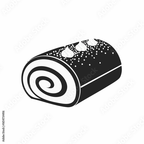 Swiss Roll Vector Image. Black and white Swiss Roll Vector on white background.