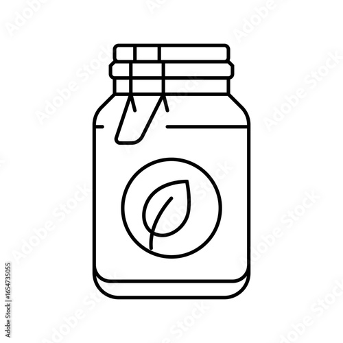 glass jar leaf sustainable beauty line icon vector illustration
