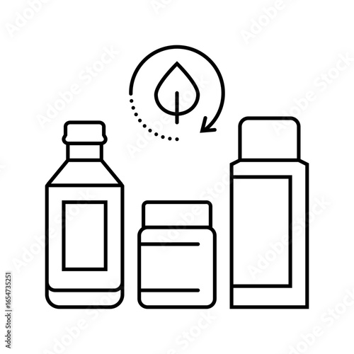 zero waste cosmetic packaging line icon vector illustration