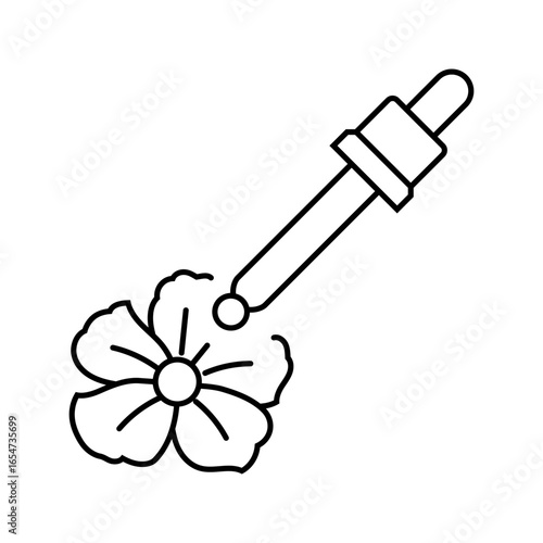 floral oil dropper sustainable beauty line icon vector illustration