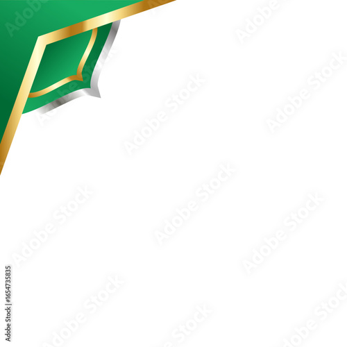 Green corner accent with golden and silver embellishments, perfect for luxury design projects, invitations, packaging, and decorations. Ideal for elegant branding.