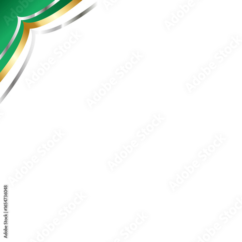 Green gold and silver corner graphic element perfect for luxury branding and elegant design projects, adding a touch of sophistication.