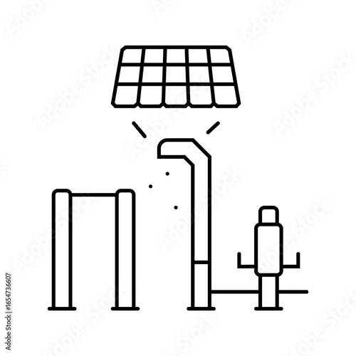 solar powered lighting outdoor workouts line icon vector illustration