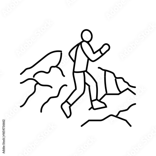 mountain trail running outdoor fitness line icon vector illustration