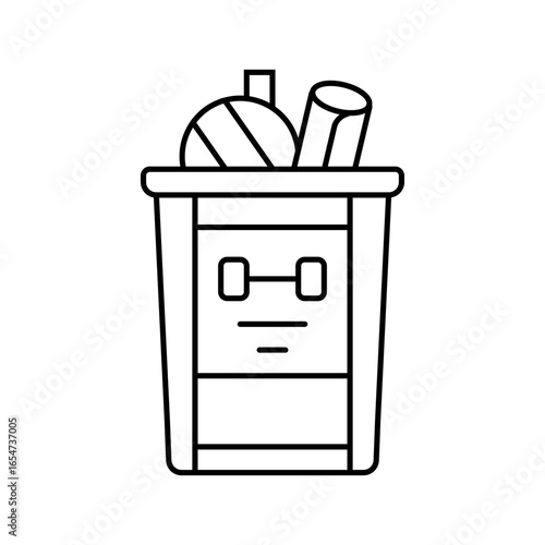 green recycle bin workout gear sustainable fitness line icon vector illustration