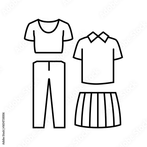 capsule wardrobe thrift driven fashion line icon vector illustration