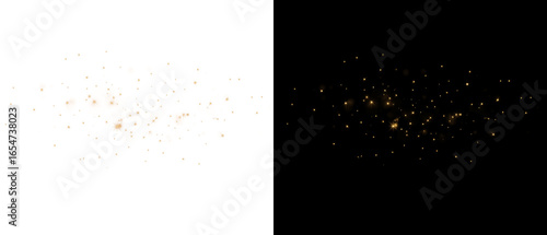 Golden illumination with shimmering particles. Lights and glowing pollen give the design a festive Christmas glow PNG.