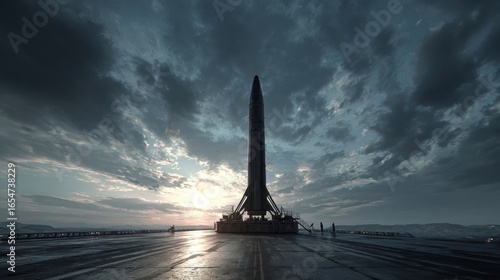 Rocket launch silhouette sunrise