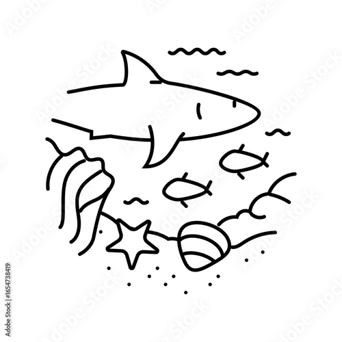 marine life world ocean line icon vector illustration