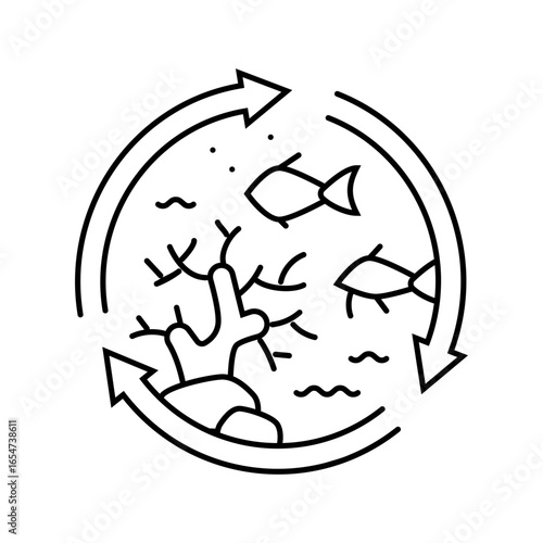 marine ecosystem world ocean line icon vector illustration