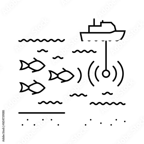 hydrophone world ocean line icon vector illustration