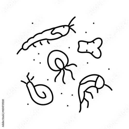 plankton world ocean line icon vector illustration