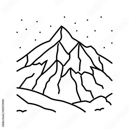 snow covered mountain skiing line icon vector illustration