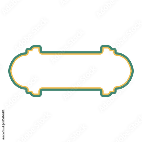 Fancy white emblem with a green and gold border is perfect for luxurious branding, elegant invitations, and sophisticated designs. Suitable for upscale businesses.