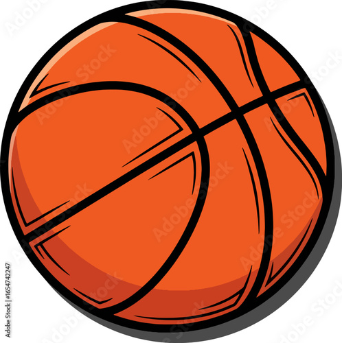 Vector illustration of an orange basketball with black lines. Ideal for sports logos, basketball training materials, and graphic design projects