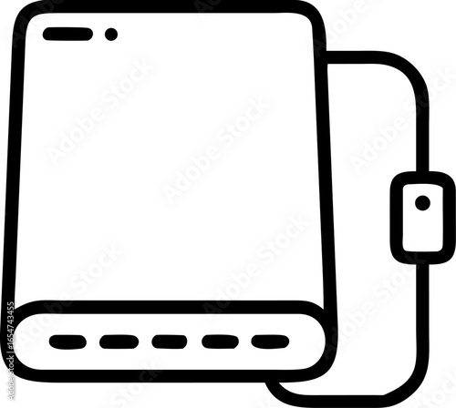 Clean vector illustration of a modern external hard drive with a sleek casing and connection port perfect for technology and data storage concepts
