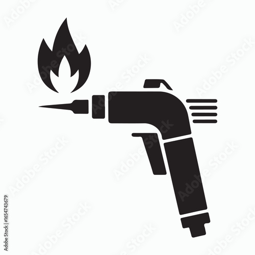 Black silhouette of a butane torch with a flame