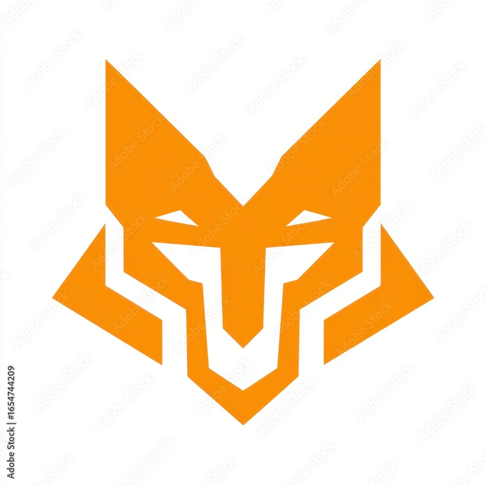 Fototapeta premium Geometric fox head icon, front view, on a white background, for branding and design