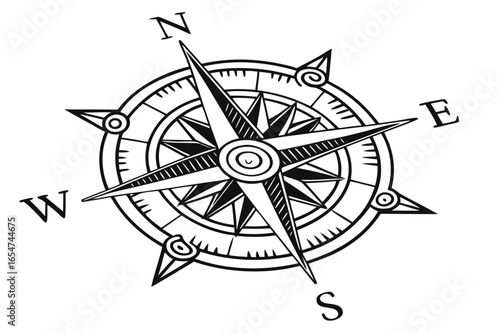 Vintage compass isolated on white background illustration
