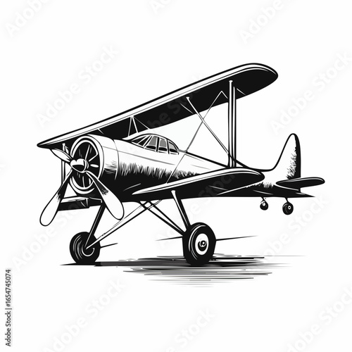 Vintage Airplane vector. Vintage Airplane Drawing Stock Illustrations on white background.