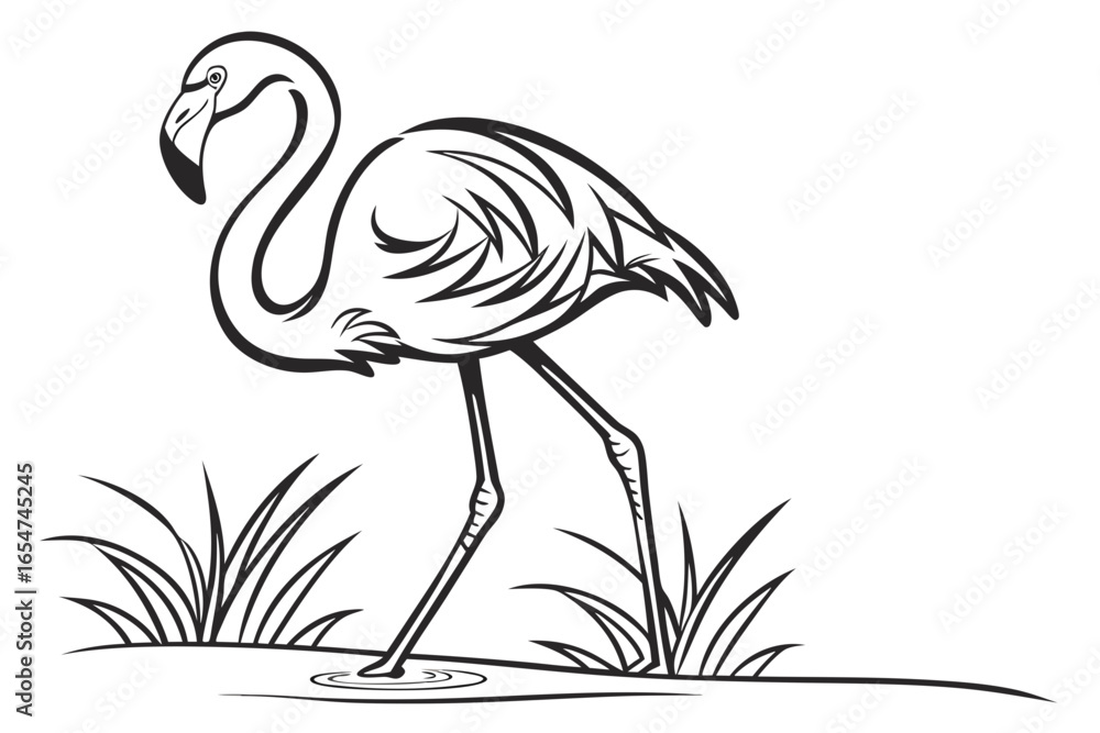 Obraz premium Flamingo bird illustration isolated on white background for decoration and design