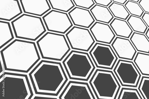 Abstract geometric hexagon pattern background in black and white color scheme