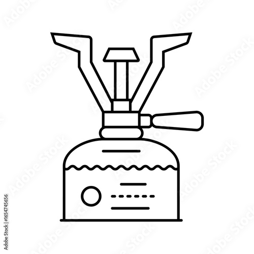 compact camping stove ultralight trekking line icon vector illustration