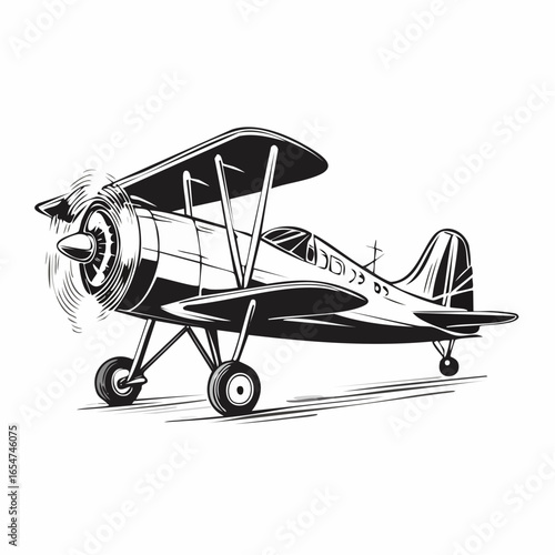 Vintage Airplane vector. Vintage Airplane Drawing Stock Illustrations on white background.