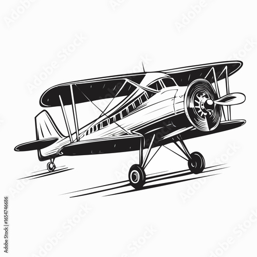 Vintage Airplane vector. Vintage Airplane Drawing Stock Illustrations on white background.