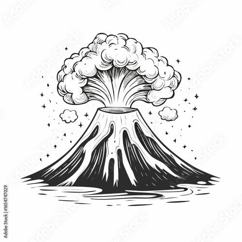 Volcano Eruption Vector Images isolated on white background.