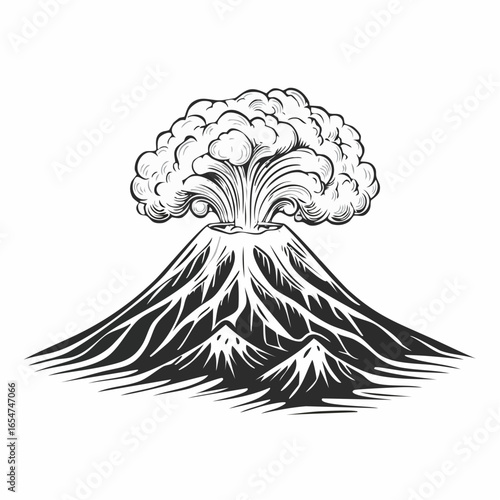 Volcano Eruption Vector Images isolated on white background.
