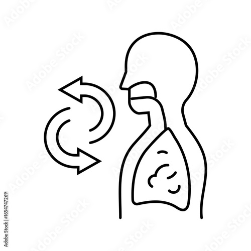 breathing exercise arrows recovery wellness line icon vector illustration