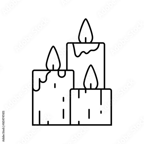 candle flame relaxation recovery wellness line icon vector illustration