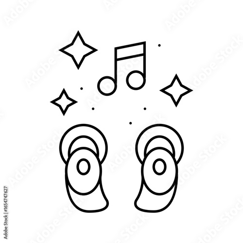 earbuds playing soothing sounds line icon vector illustration