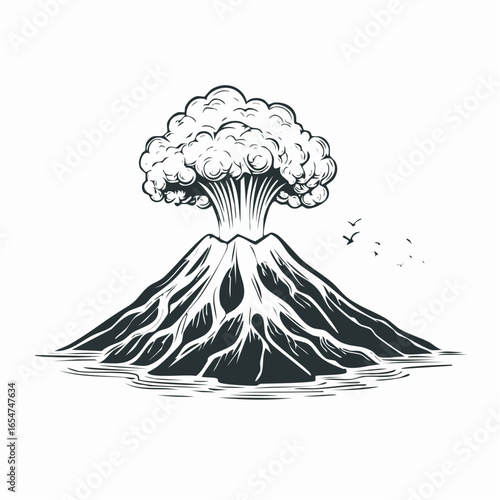 Natural Disaster Volcano Eruption Vector Images isolated on white background.