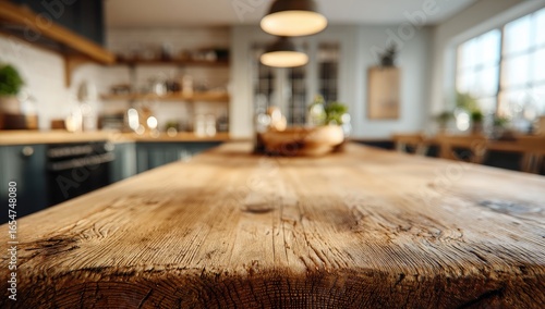 Rustic kitchen countertop, shallow depth of field