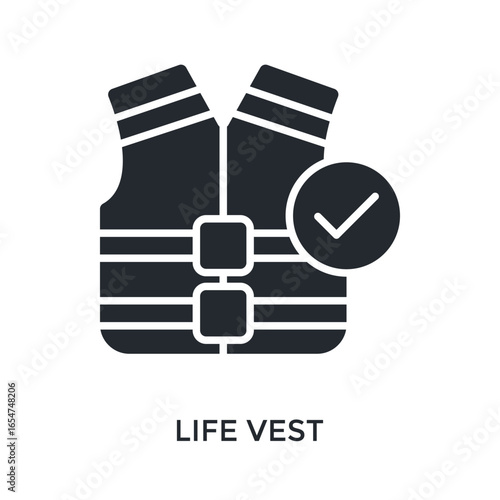 Life Vest Icon Glyph Style. Vector Illustration For Graphic Design