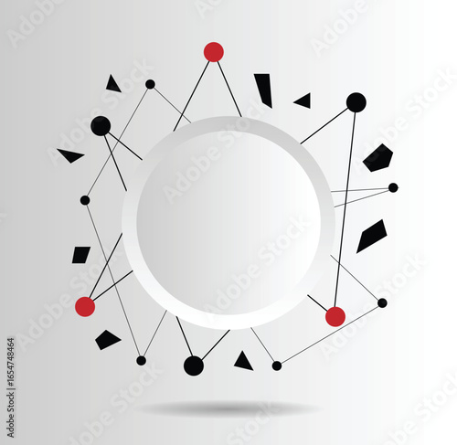 Futuristic Hi Tech Round Banner with Mesh and Particle Splinters. Graphic design elements and resources vector art