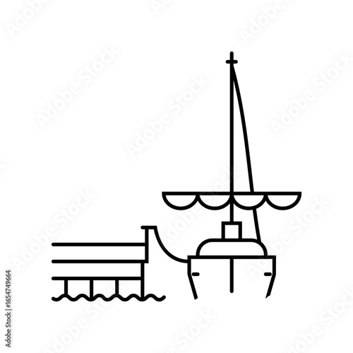marina dock sailing sport line icon vector illustration