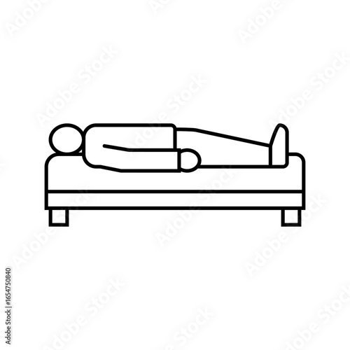 lying down position diarrhea line icon vector illustration