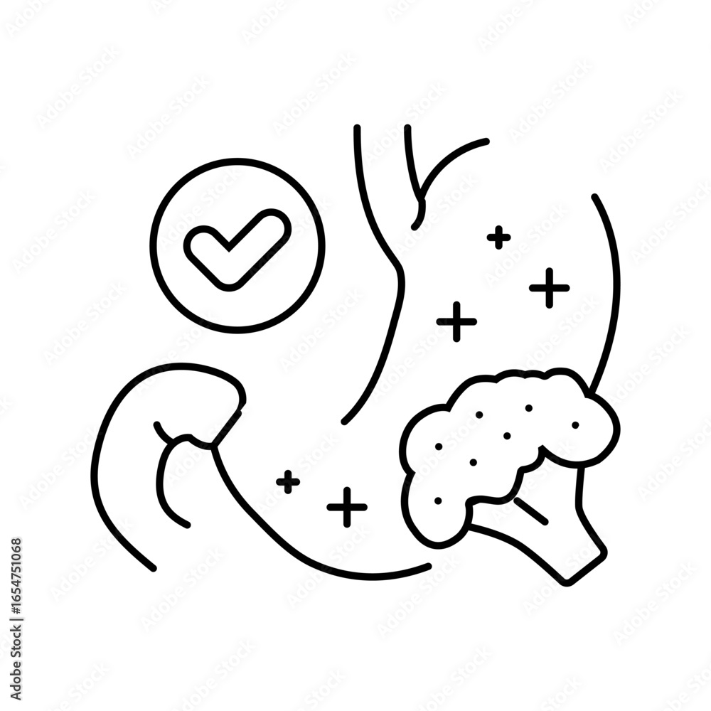 Fototapeta premium green leafy vegetable diarrhea line icon vector illustration