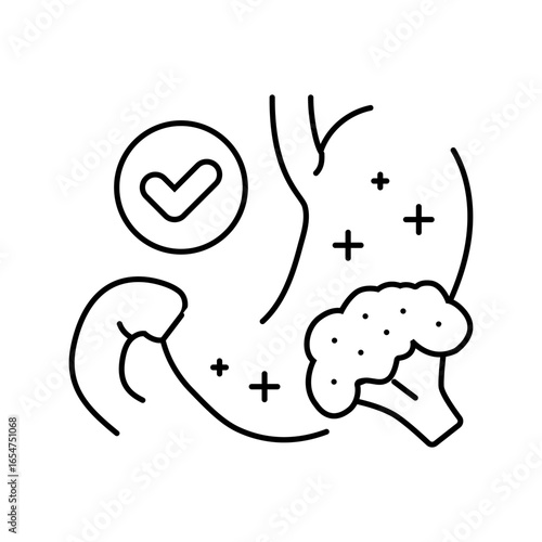 green leafy vegetable diarrhea line icon vector illustration