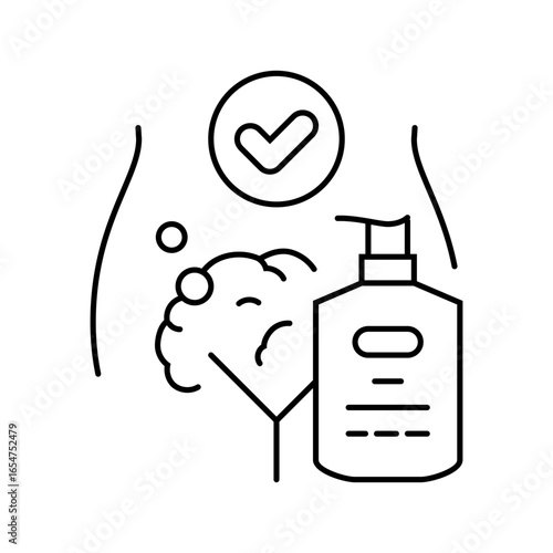 use an intimate wash for sensitive areas line icon vector illustration