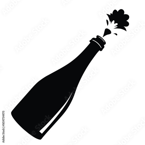 black silhouette of champagne bottle