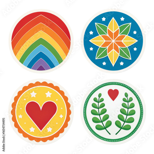 Four Colorful Badge Designs...
