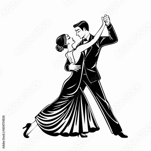 Couple Dancing Tango image vector. Tango couple romantic couple tango image vector.