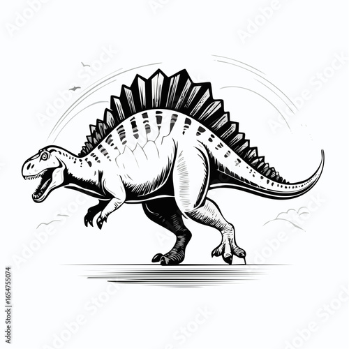 Spinosaurus vector image. Spinosaurus dinosaur on white background Vector Image.