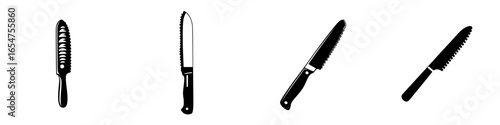 Different types of knives arranged in a row showcasing various blade styles ideal for cooking tasks